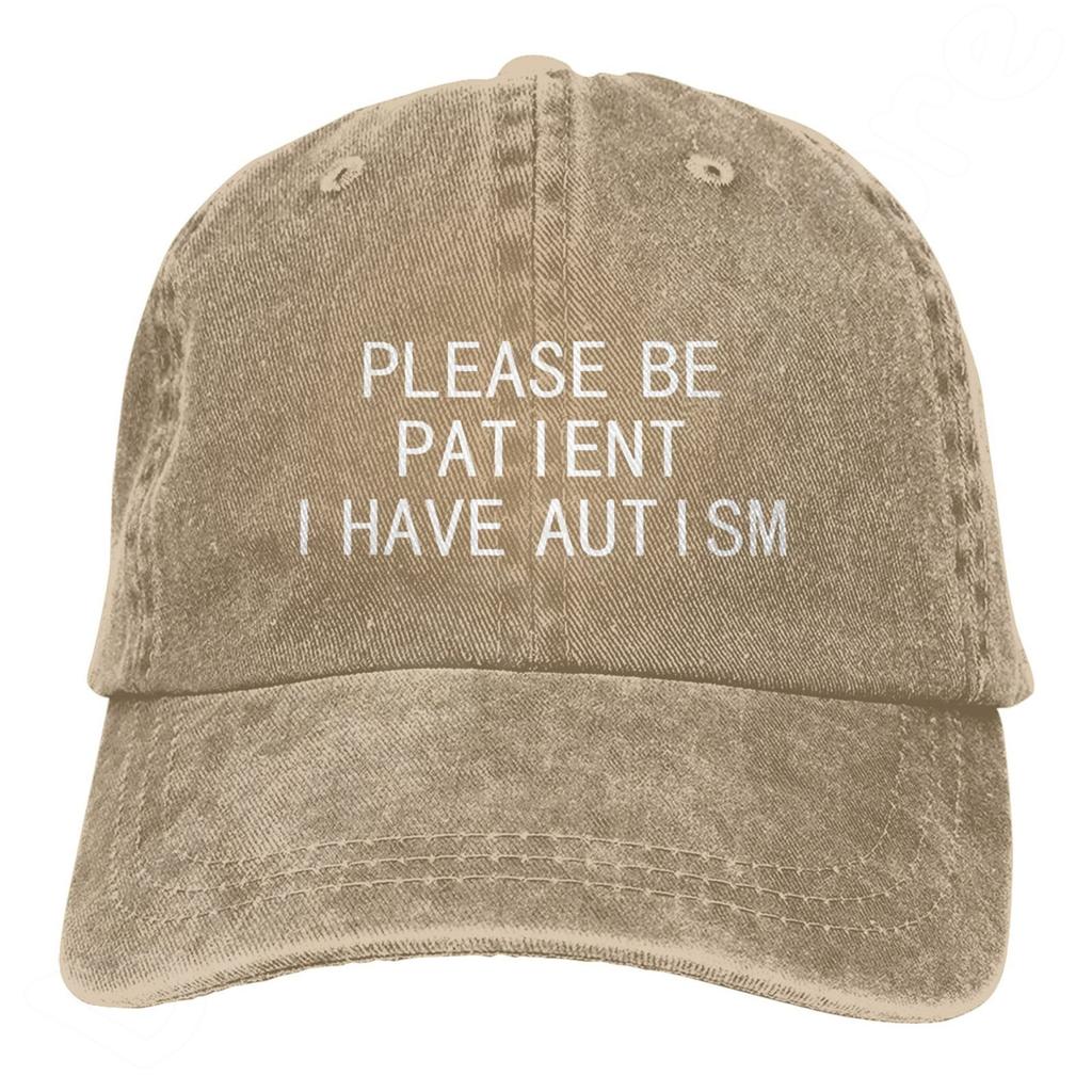 Please Be Patient I Have Autism Letter Casual Washed Cotton Baseball Cap Men Solid Denim Dad Hat Visor Outdoor Trucker Caps