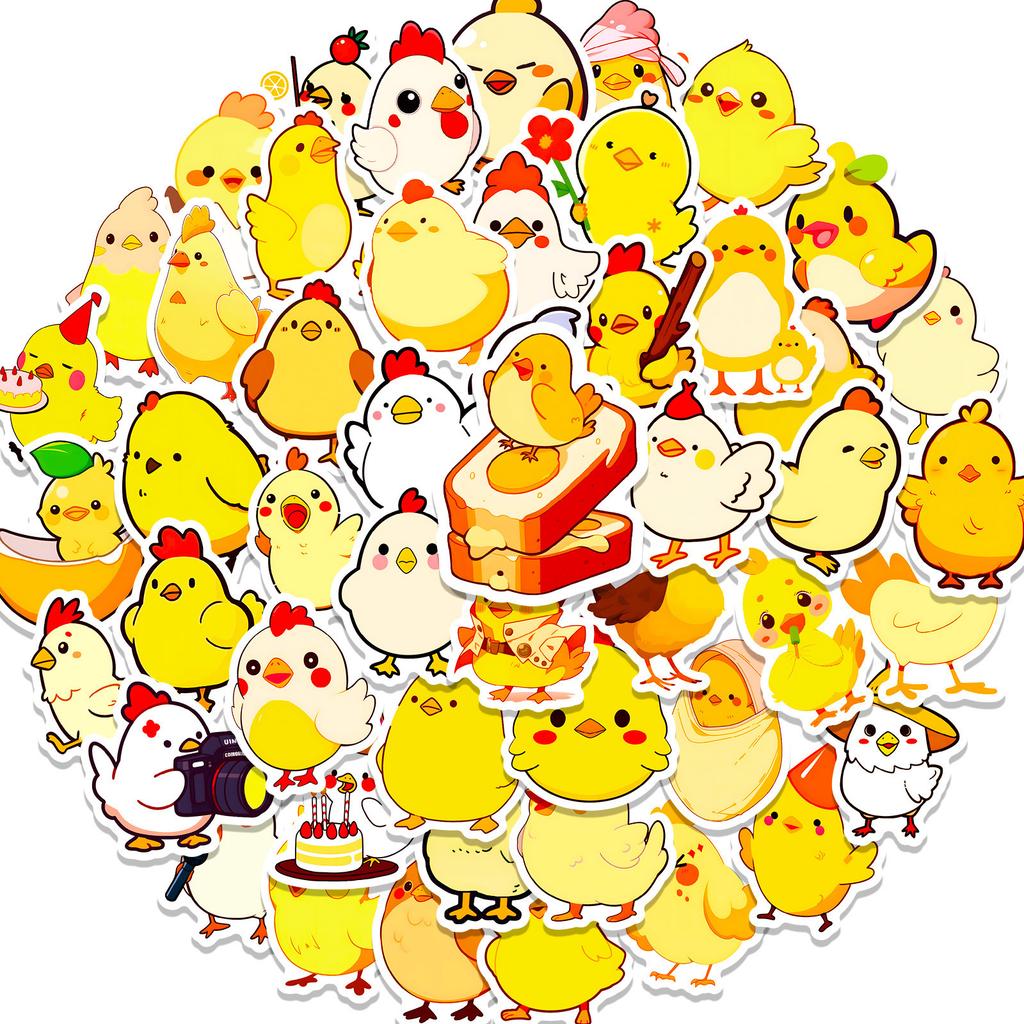 50 Chicken Love Family Stickers Children's Cartoon Reward Stickers Chicken Easter Gift Stickers