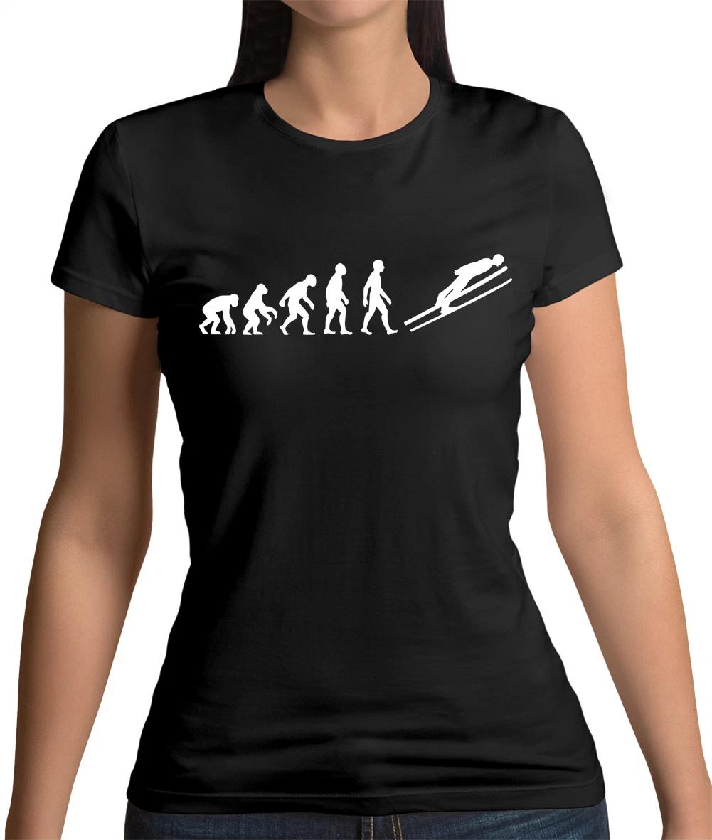 Evolution of Man Ski Jump Womens T-Shirt - Skiing - Winter Sport - Skiier - Snow XXXL