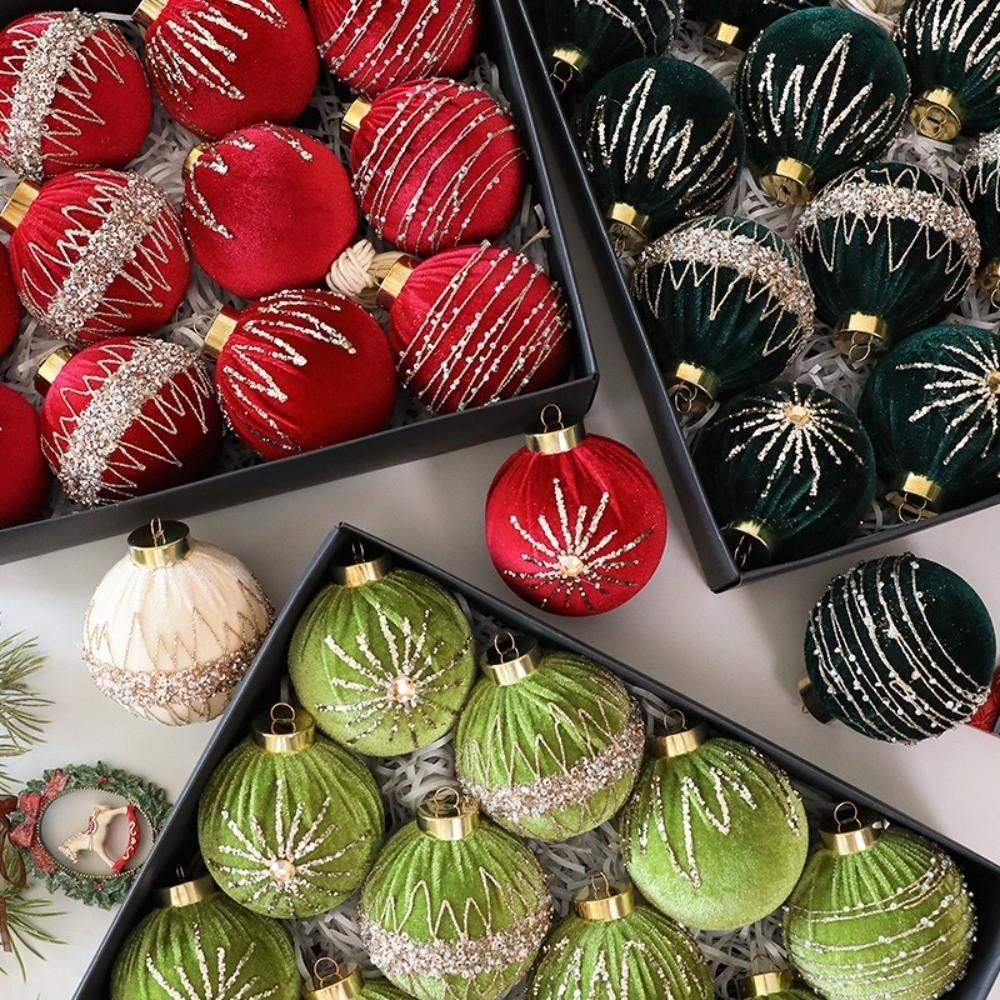 12pcs/set Sparkling Christmas Ball Ornaments 8CM Xmas Window Decor  Festive Decoration