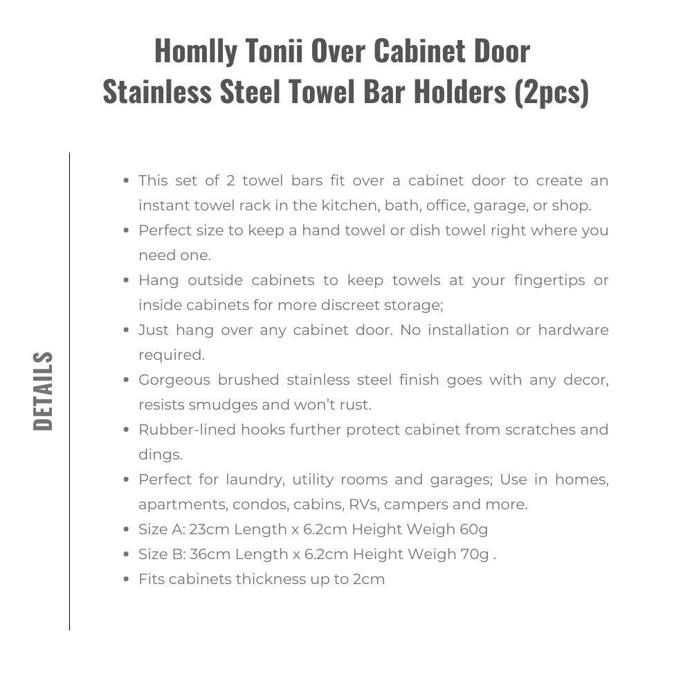 Homlly Basic Over Cabinet Door Stainless Steel Towel Bar Holders
