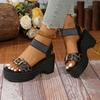 Foreign Trade Large Size Wedge Sandals Summer 2025 New Thick-soled Wedge Heel Elastic One-pedal Women's Sandals