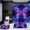 Animal Butterfly Pattern Shower Curtain Bath Sets Waterproof Non-Slip Bathroom Rug Toilet U With 12 Hooks Home Deco