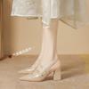 Baotou Sandals Women's New Summer Nude Outer Wear Advanced Sense Pointed Head Beautiful Empty High Heels Women