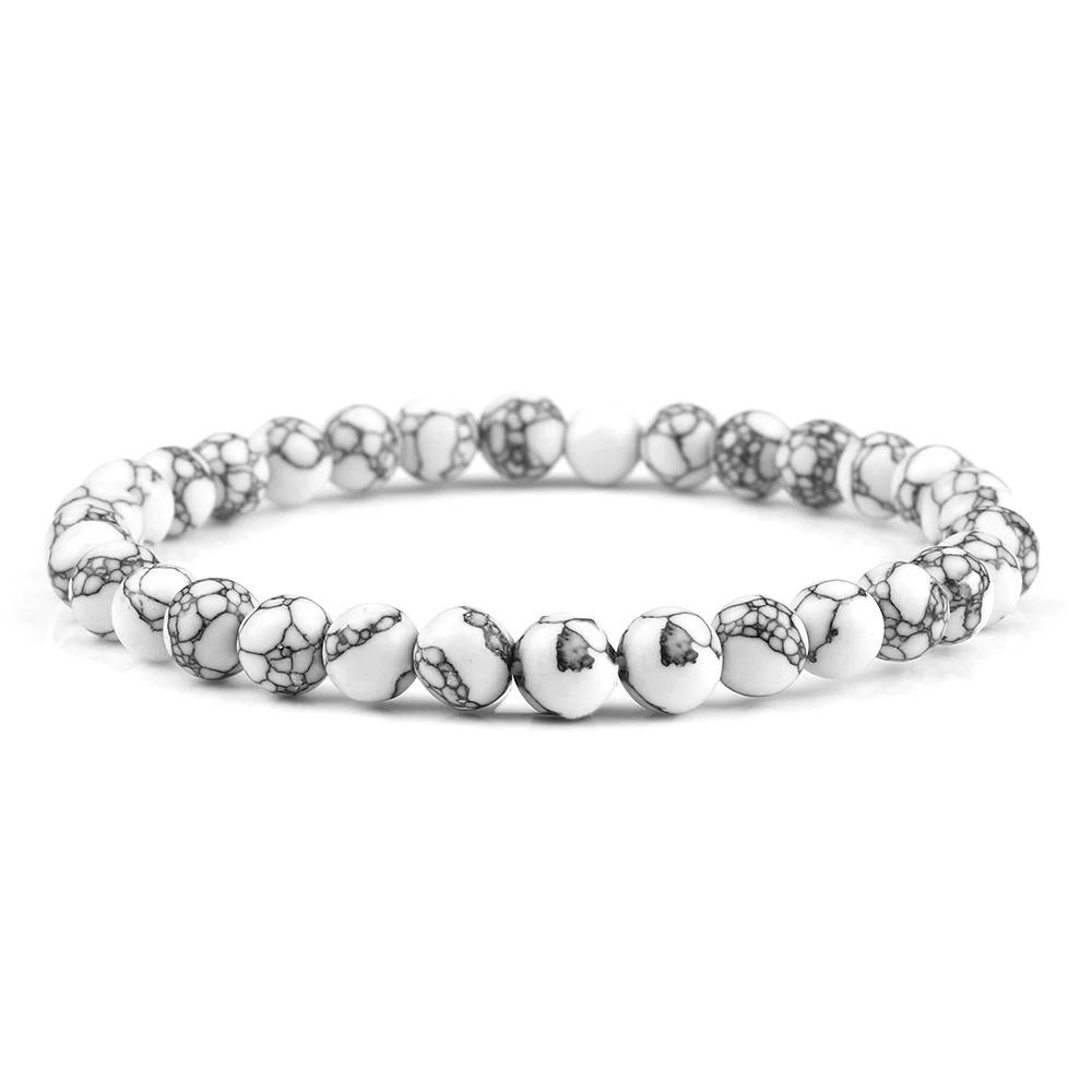 

Браслет-шарм из натурального камня 6/8/10 мм Белый браслет из бусин гаулита для женщин и мужчин Энергетические украшения Стрейч-браслет