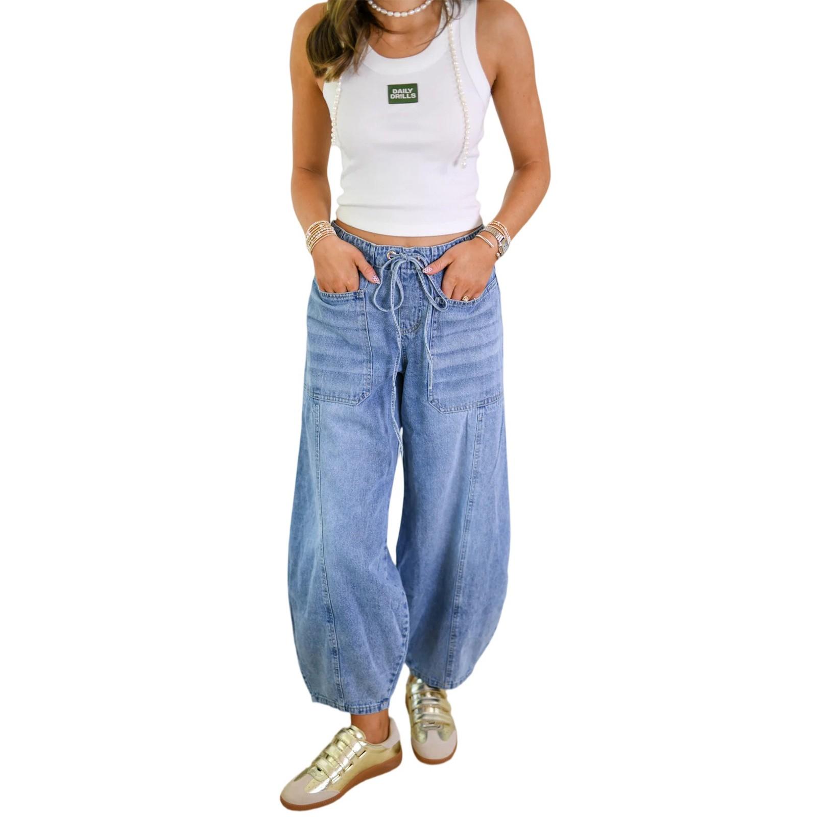 

Жіночі Джинсові Класичні Універсальні Модні Штани з Високою Посадкою S