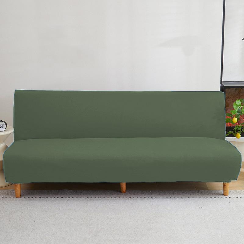 2026 High Elasticity Armless Sofa Cover All-inclusive Household Dust Folding Bed Cover Thickened Fabric Solid Color Sofa Cover