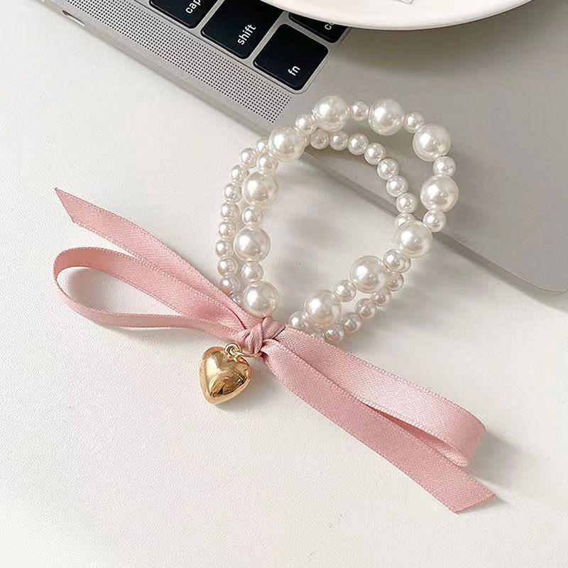 Fashion Black Velvet Hair Scrunchies Vintage Pearl Elastic Hair Bands Elegant Hair Ties Simple Women Ponytail Holder Head Bands