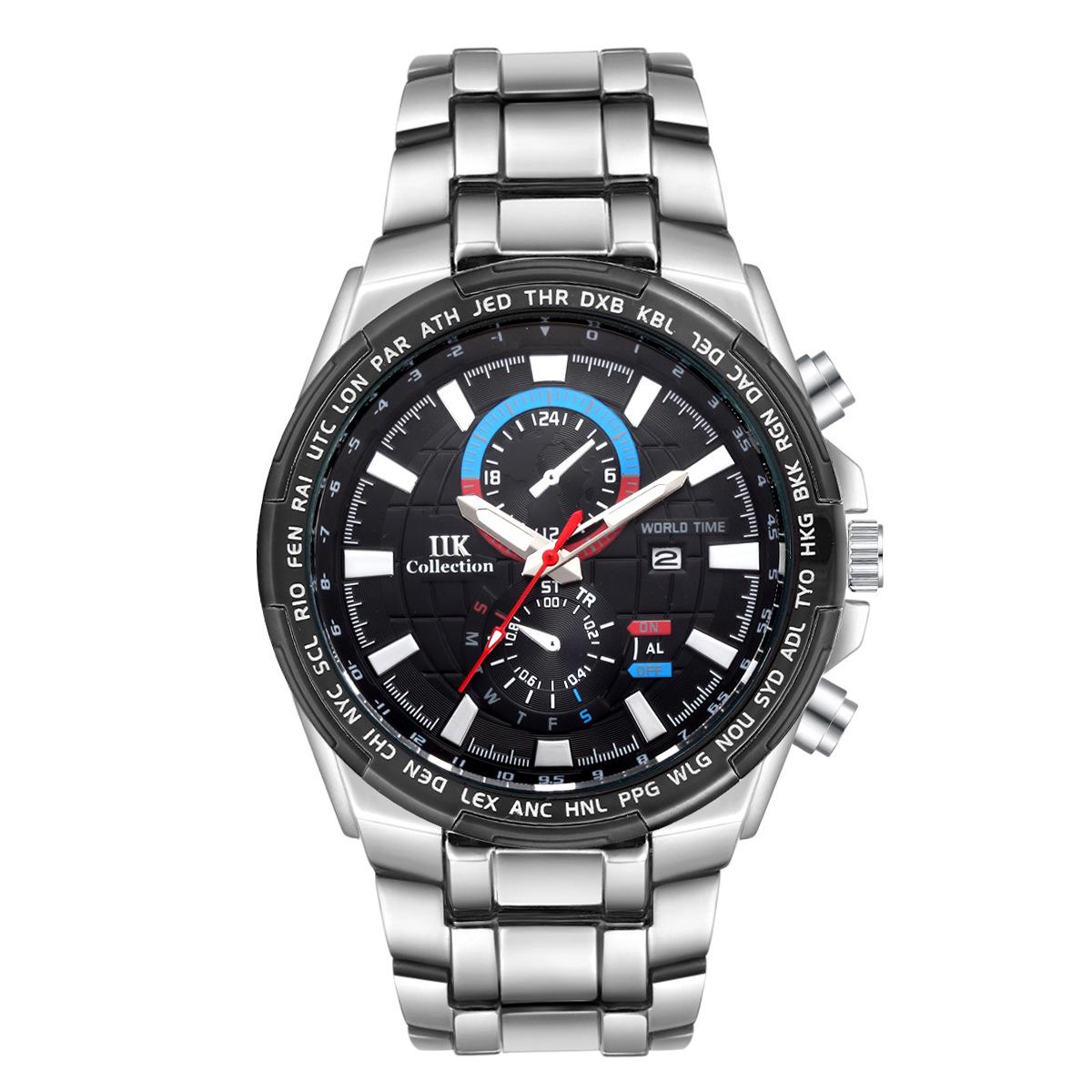 

Мужские часы IIK, спортивные часы с циферблатом, многофункциональные часы с календарем, часы Seiko