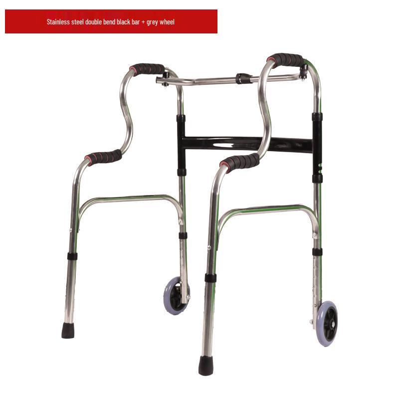 Stainless Steel Rollator Walker with Seat and Wheels - Rehabilitation Support Frame