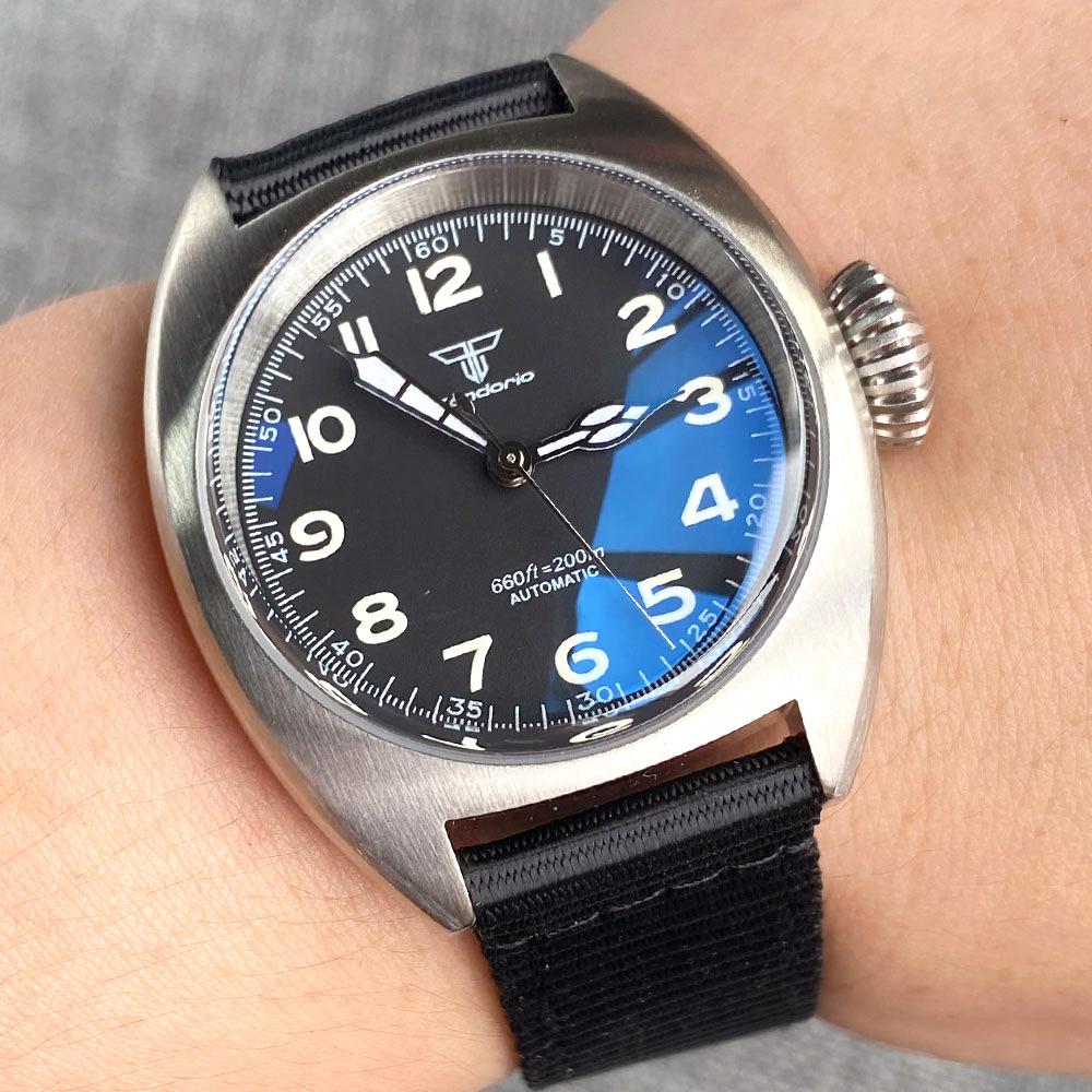 Tandorio 20ATM 36mm Military Retro Men's Diving Watches For Japan NH35 Sapphire Glass Arabic Numerals Mechanical Watch For Man