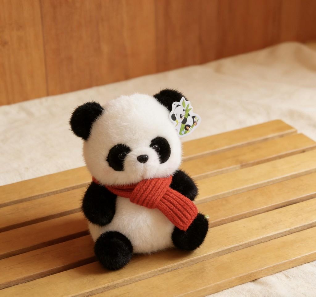 Panda Plush Doll With Scarf And Sweater Decoration For Kids And Collectors