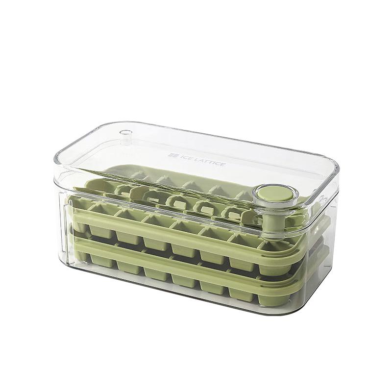 MEIJINJIA Double-Layer 64-Grid Ice Cube Tray with Scoop