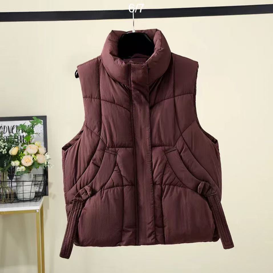 Autumn Winter Women Down Vest Jacket Women Sleeveless Waistcoat Stand Collar Women Cotton Vest Coat Women Waistcoat Top