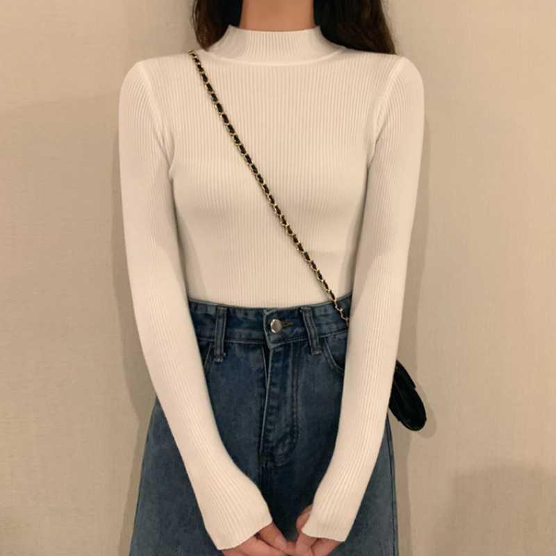 

Женский облегающий полосатый вязаный свитер - Модный базовый топ для осени/зимы Ribbed