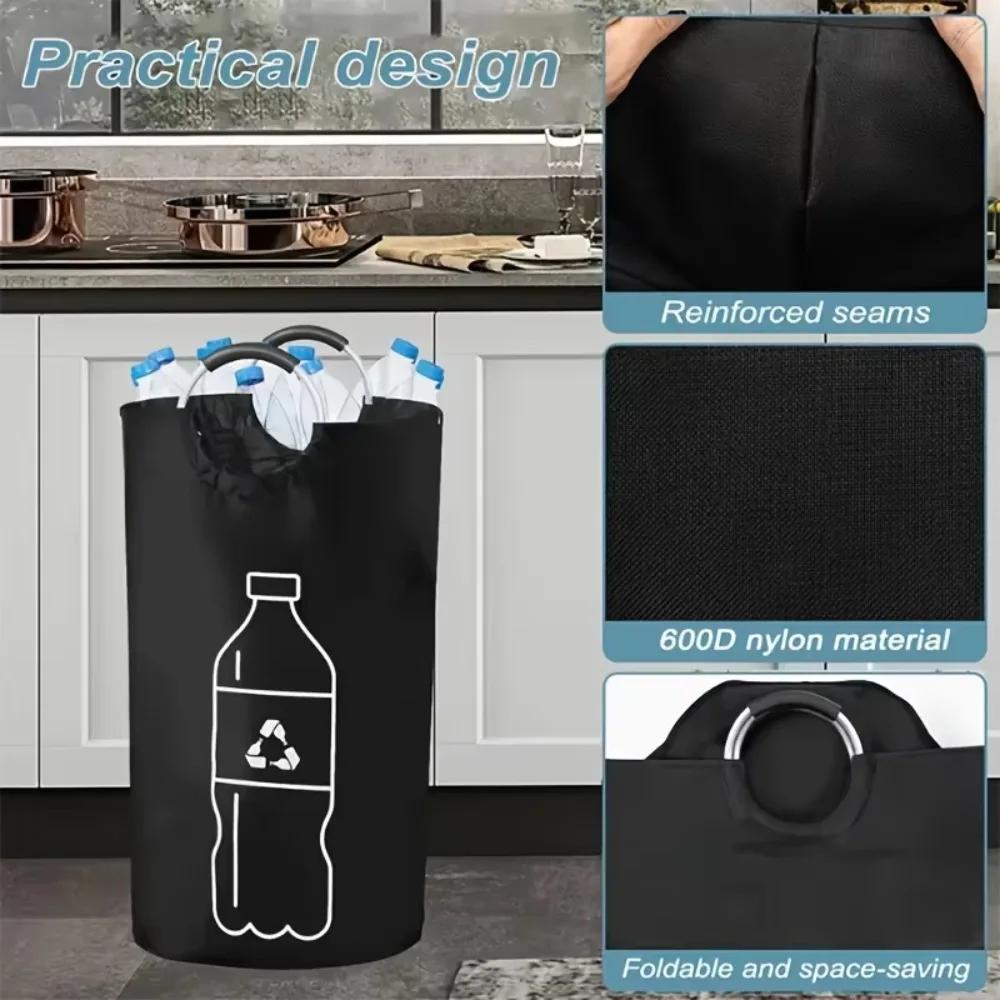 82L Empty Bottle Storage Basket With Aluminum Handle Folding Wastewater Bottle Collector Bag Large Capacity Garbage Bin