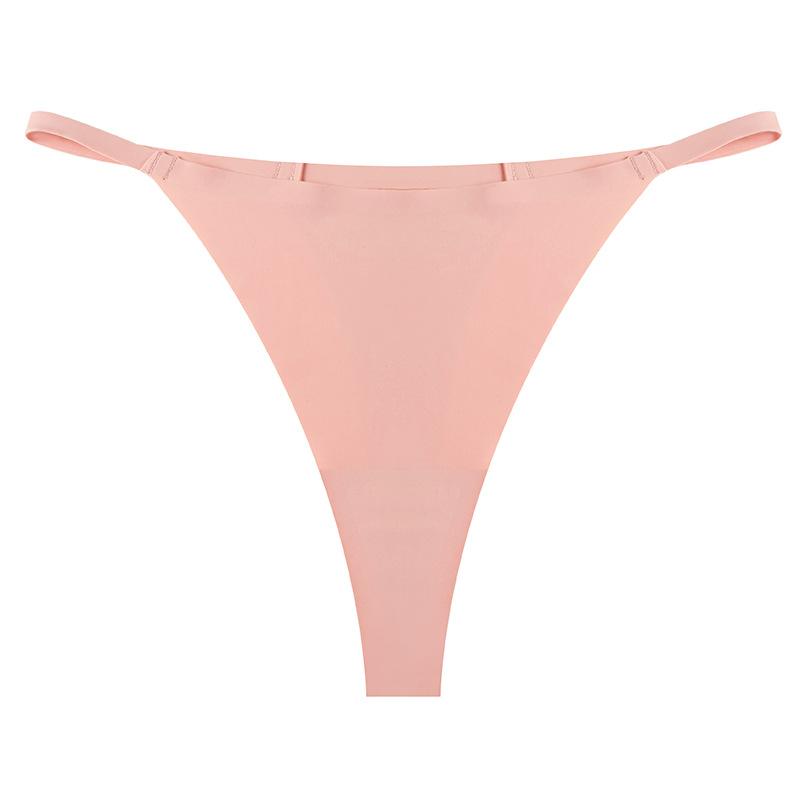 Women's Spring and Summer Sexy Thin Belt One Piece of Ice Silk Breathable Quick Dry Low Waist Non Mark Thong Underwear