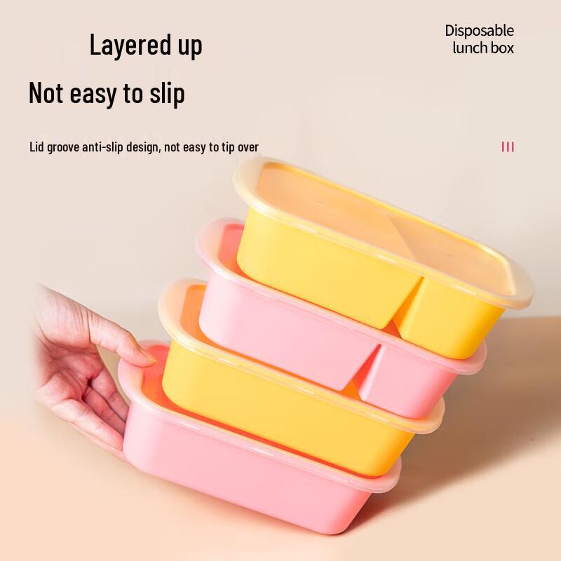 Disposable Plastic Bento Box with Lid, 1000ml (20-Pack)