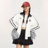Li Ning Sports Lifestyle Series Fan Style Casual American Vintage Simple Letter Color Block Zip Hoodie Unisex hoodie Off-White AWDVD01-1