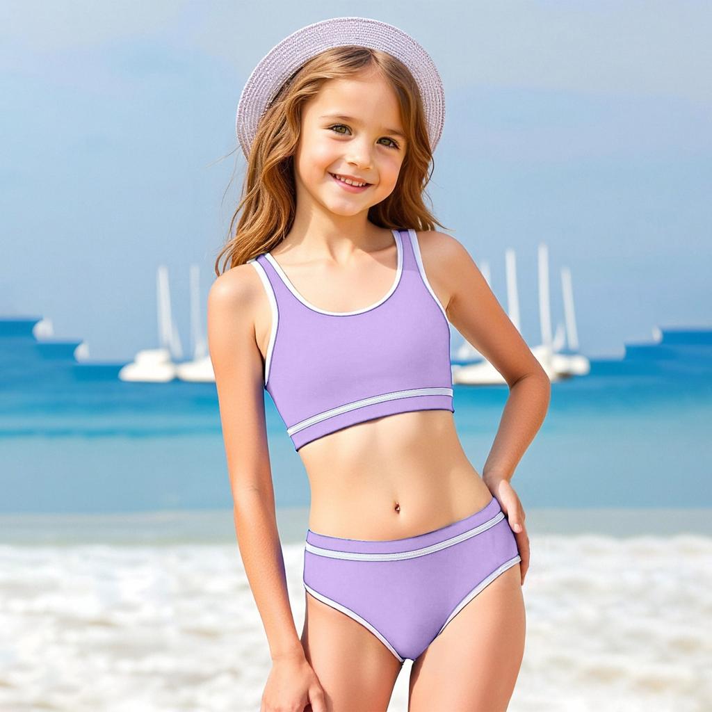 Ensemble Bikini pour Filles - Maillot de Bain Ado Haut & Bas Séparés