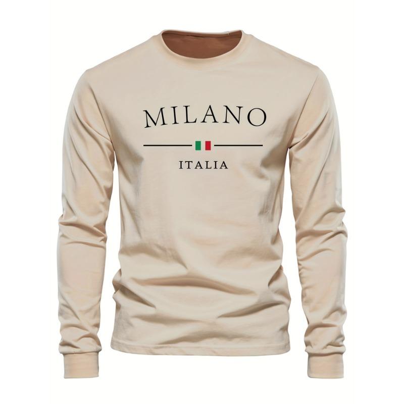 Men's Spring And Fall Fashion Casual Long-sleeved T-shirt Loose PARIS Letters Printed Pullover Round Neck Long Sleeve Sweatshirt