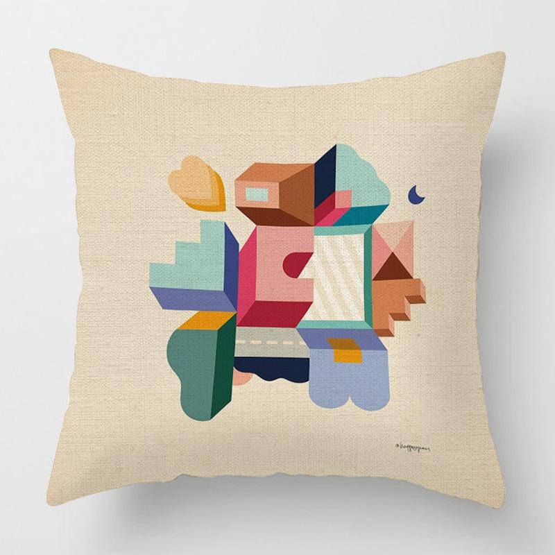 Home Decor Colorful Abstract Pattern Digital Print Pillow Pattern Cushion Cover Suitable For Sofa Bedroom Car Pillow Cover