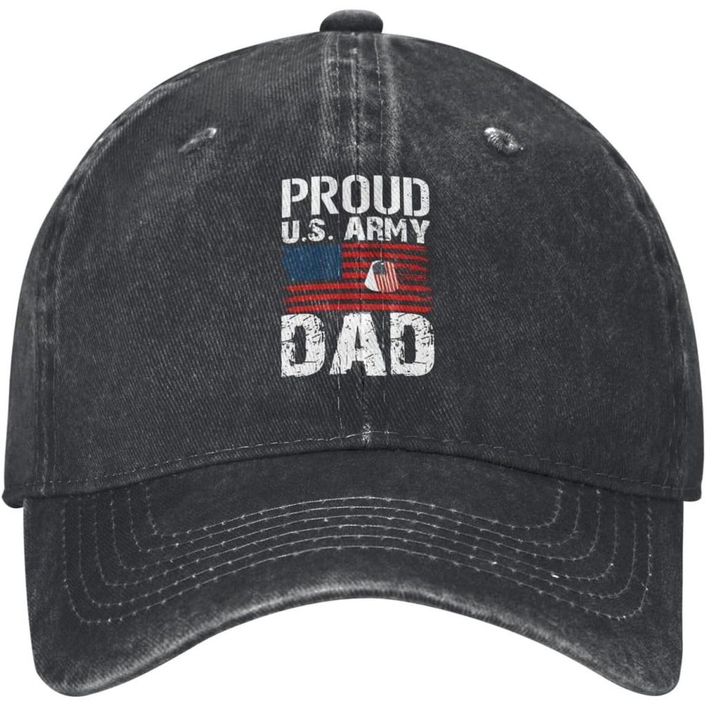 Stolzer US-Armee-Papa Baseballkappe Vintage Gewaschener Denim-Stil Verstellbare Baumwollmütze