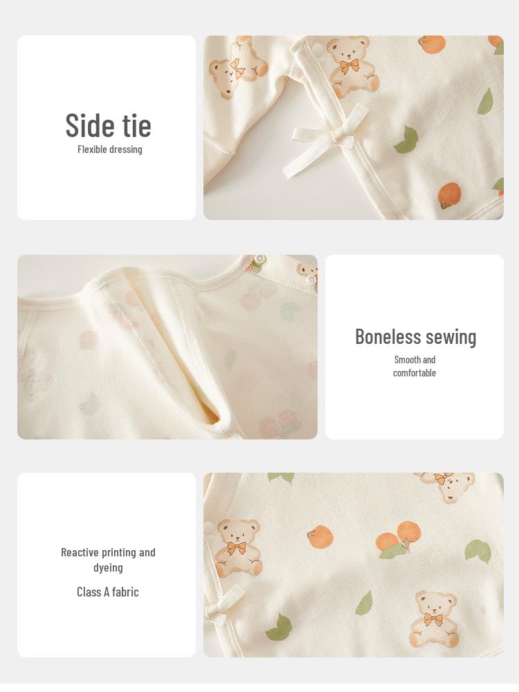 Newborn Pure Cotton Class A Shirt: Anti-Urine, Belly Protection, Size 52, Spring/Autumn