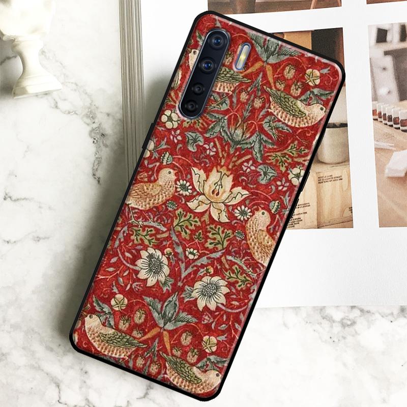 William Morris Strawberry Thief Case For Oppo A96 A76 A16 A18 A38 A58 A78 A98 A15 A17 A77 A74 A94 A54 A57S A40 A60 A80 Cover