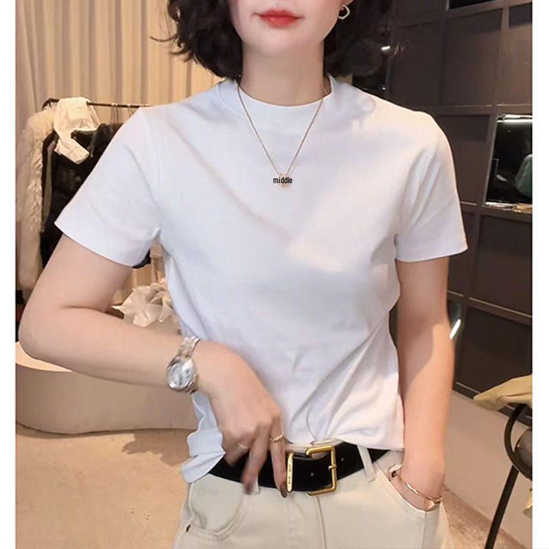

2025 Women s Luxurious Summer Slim Fit Round Neck T-Shirt 5XL