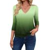 Women's Fashion Casual V-Neck Three-Quarter Sleeve Print Top
