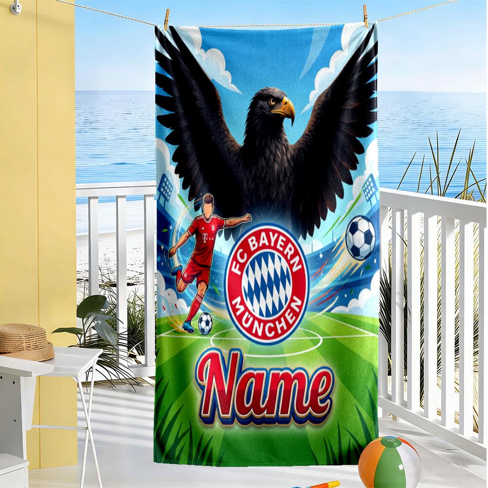 Bayern Munich Fan Poster Customize Your Name Beach Towel Quick-Dry Soft Microfiber
