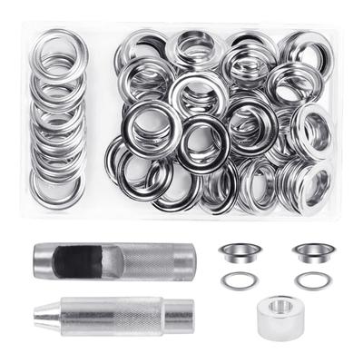 50 Sets Grommet Tool Kits 20mm Grommet Eyelets with Setting Tools and Storage Box for Fabric Curtain Woodworking Fixing