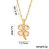 [Real Gold] Titanium Steel Four-Leaf Clover Cat's Eye Necklace for Women - Light Luxury Clavicle Chain with Niche Design
