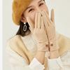 Windproof Outdoor Solid Color Velvet Female Gloves  Thick Mittens Full Finger Gloves
