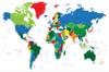 Photomural World Map Washable Fleece 368x254