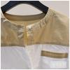 Round Neck Pure Cotton Shirt Women Summer New Fashion Design Color Matching Mid-sleeve Versatile Casual Top