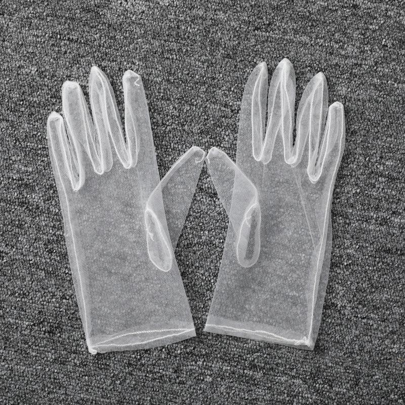 

23Cm 55Cm 70Cm Elbow Long Full Finger Women Black Lace Mesh Sheers Sexy Gloves Thin Hollow Transparent Wedding Bride Dress Mitte One Size