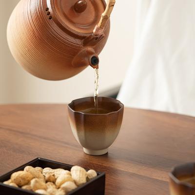 4 Piece Kung Fu Tea Cup Retro Earthenware Rough Pottery Stoneware Master Tea Set Cooking Tea Cups Pottery Gift