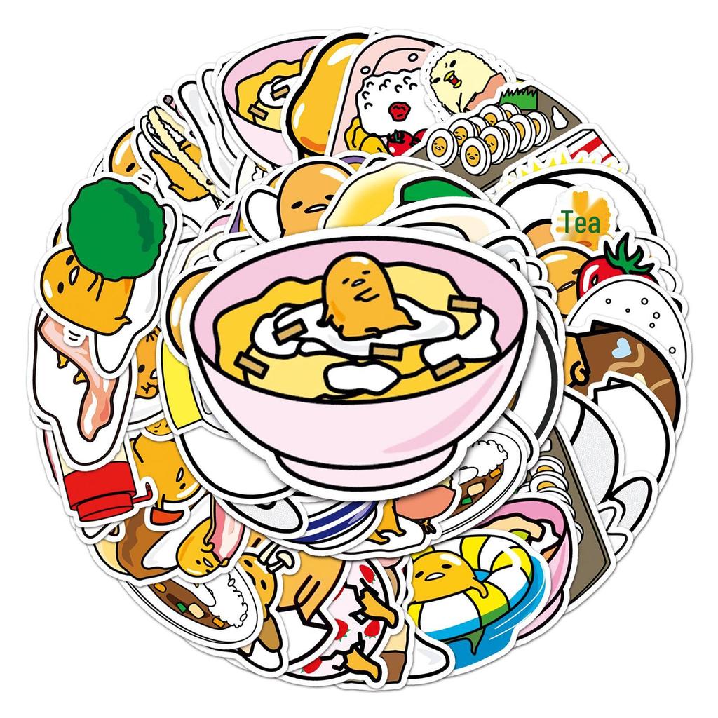 50 Lazy Egg Cartoon Stickers: Cute, Waterproof, for Suitcases