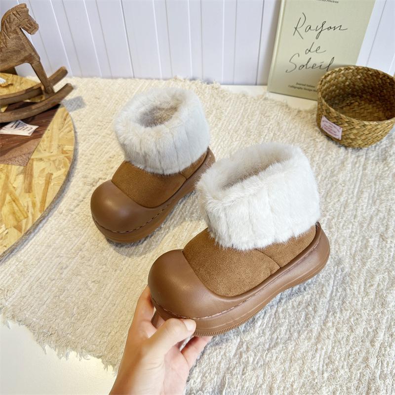 Girls snow boots winter children's plush cotton boots 2025 new girls thickened cotton shoes warm winter shoes tide
