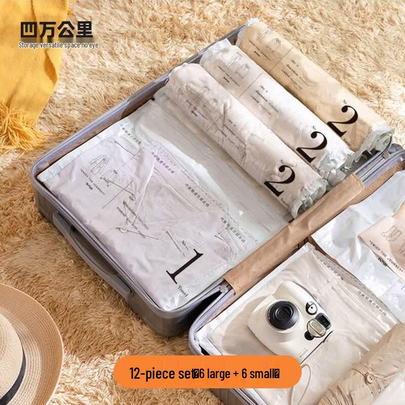 No-Pump Hand-Roll Travel Vacuum Storage Bags
