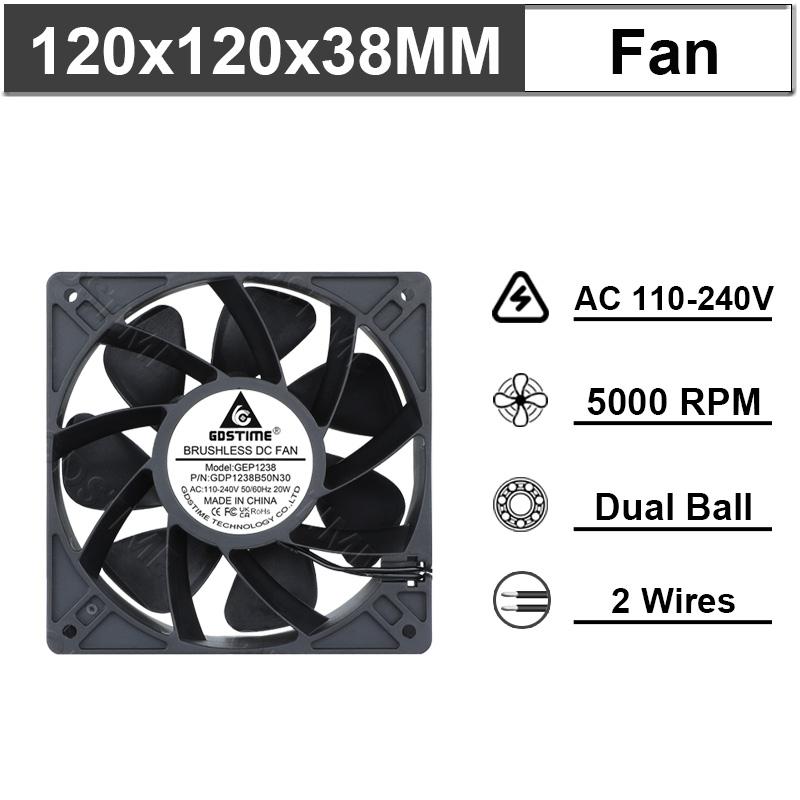 1Pcs 60mm 80mm 90m 120mm AC 110V 220V 240V 3 inch Dual Ball Plastic Universal Cooling Cooler PC CPU Fans Airflow For Computers