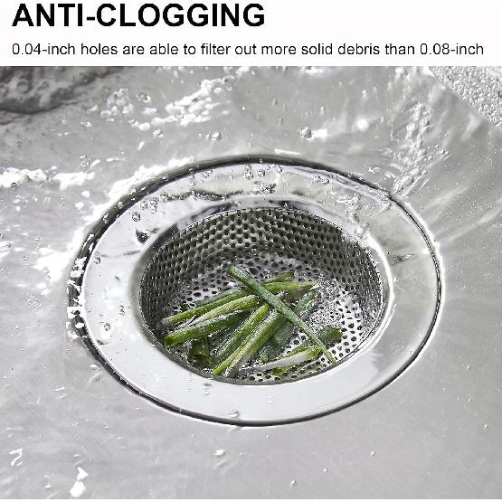 LASSHSWA 2 Pcs Kitchen Sink Strainer Stainless Steel, Mesh and Punching, Kitchen Sink Drain Strainer, Sink Strainers with Large Wide Rim 4.5"