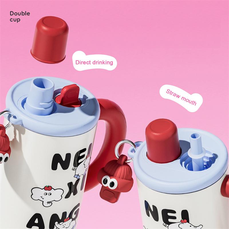 COOKER KING 1200ML Thermos Bottle Stainless Steel Insulated Tumbler Large Capacity Ice Cup with Straw Outdoor Thermos Cup Gifts