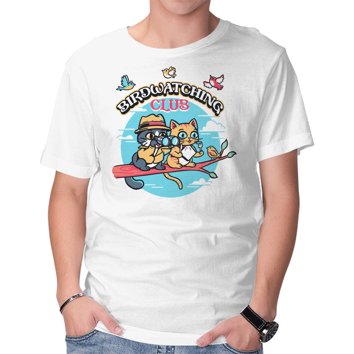 Unisex Crew Neck T-Shirt Birdwatching Club Graphic Short Sleeve Casual Tee XXXXL