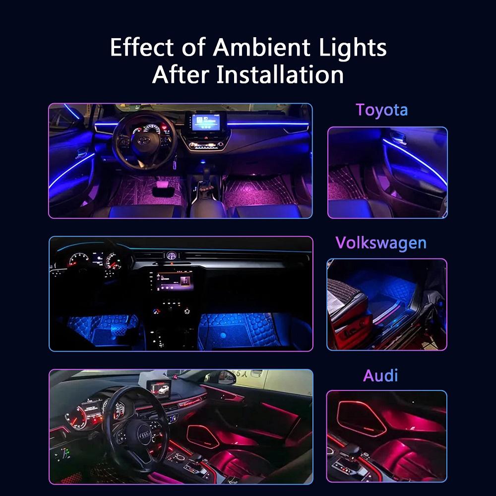 18 In1 Universal Symphony Car Ambient Lights 64 RGB Car Interior Acrylic Light Guide Fiber Optic Car Decoration Atmosphere Light