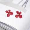 Sweet Red Big Flower Stud Earrings for Women Wedding Party Temperament Jewelry Irregular Petals Floral Earrings Trendy Gift