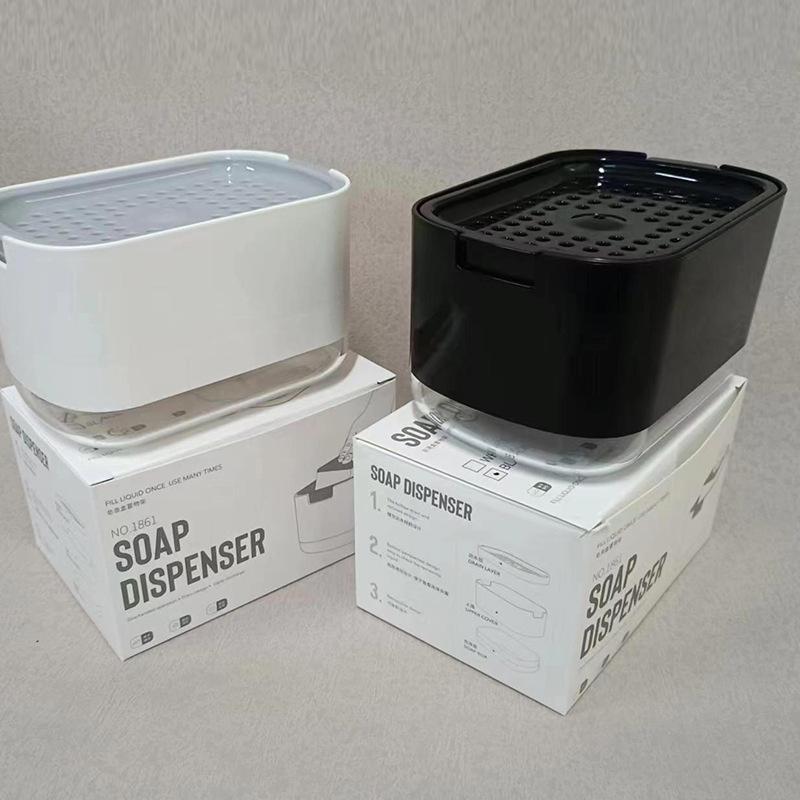 Push-Style Soap & Detergent Dispenser with Sponge Holder