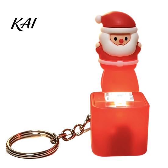 Christmas Gift for Adults Santa Claus Luminous Voice Keychain, Type?C Rechargeable Fidget Toy, Shape Key Holder Portable LED Light Pendant